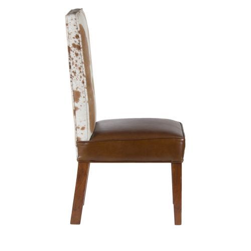 Chaise cuir de vache dossier haut Savage