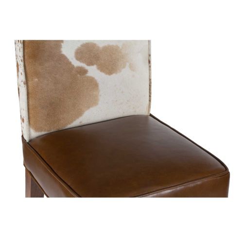 Chaise cuir de vache dossier haut Savage