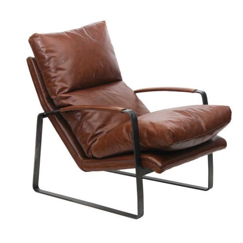 Fauteuil cuir marron Damo