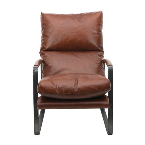 Fauteuil cuir marron Damo