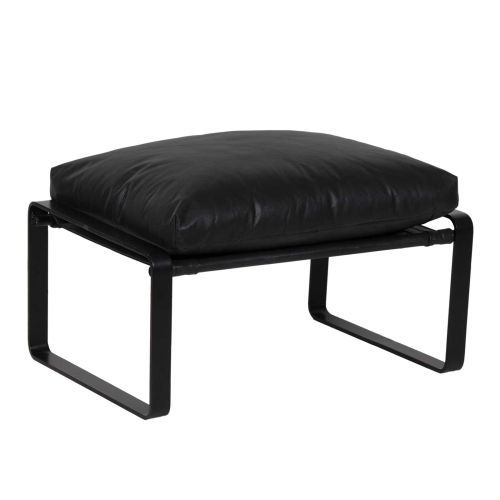 Pouf cuir noir Damo