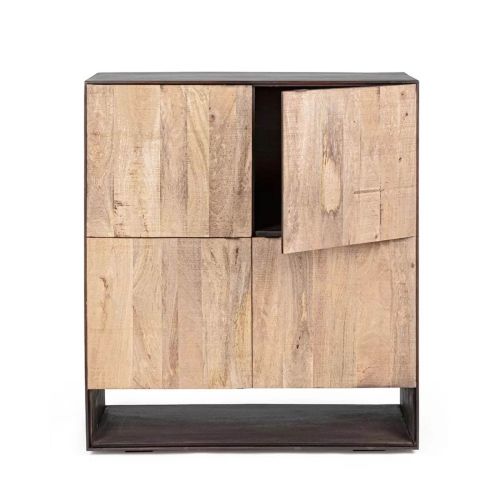 Buffet haut design 4P bois bicolore | Manguier Kabir