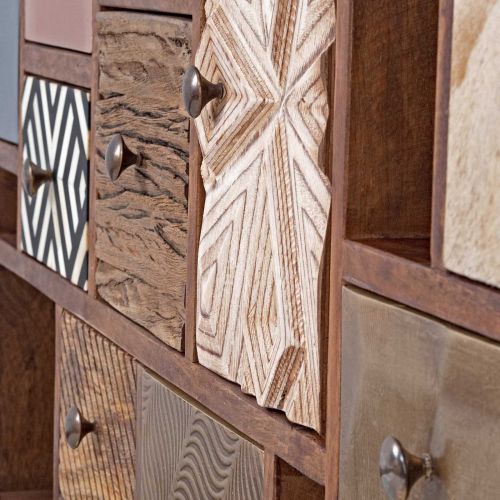 Sideboard drawers cowhide carved wood | Terranova Mango