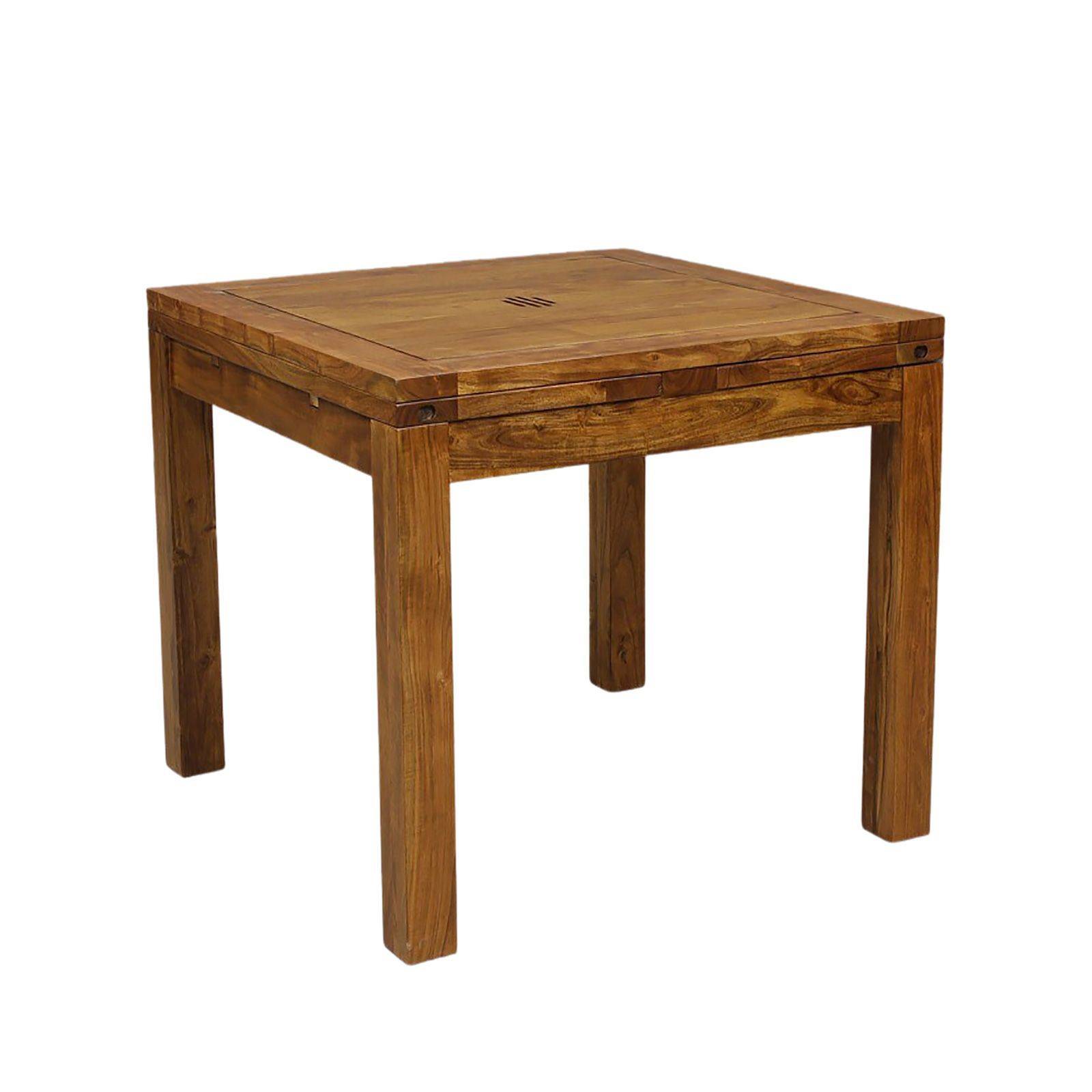 Petite table carrée à rallonges en acacia