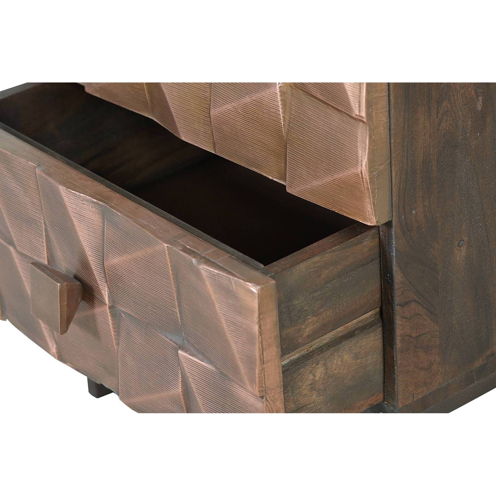 Table de chevet 2 tiroirs | Acacia Cobre