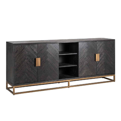 Dressoir noirbone laiton 4-deuren + open vak (noir rustic)