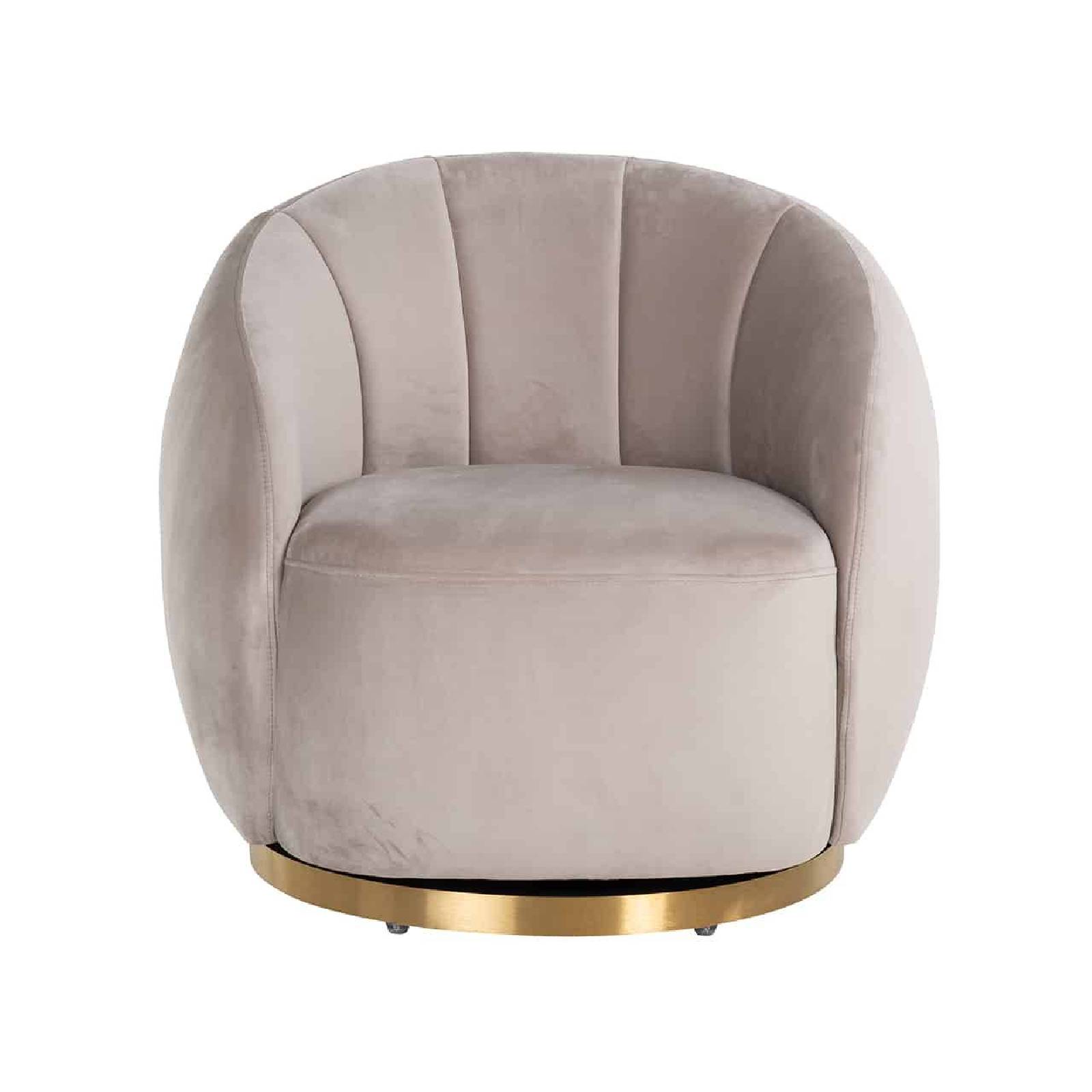 Fauteuil Jago Khaki velours / brossé or (Quartz Khaki 903)