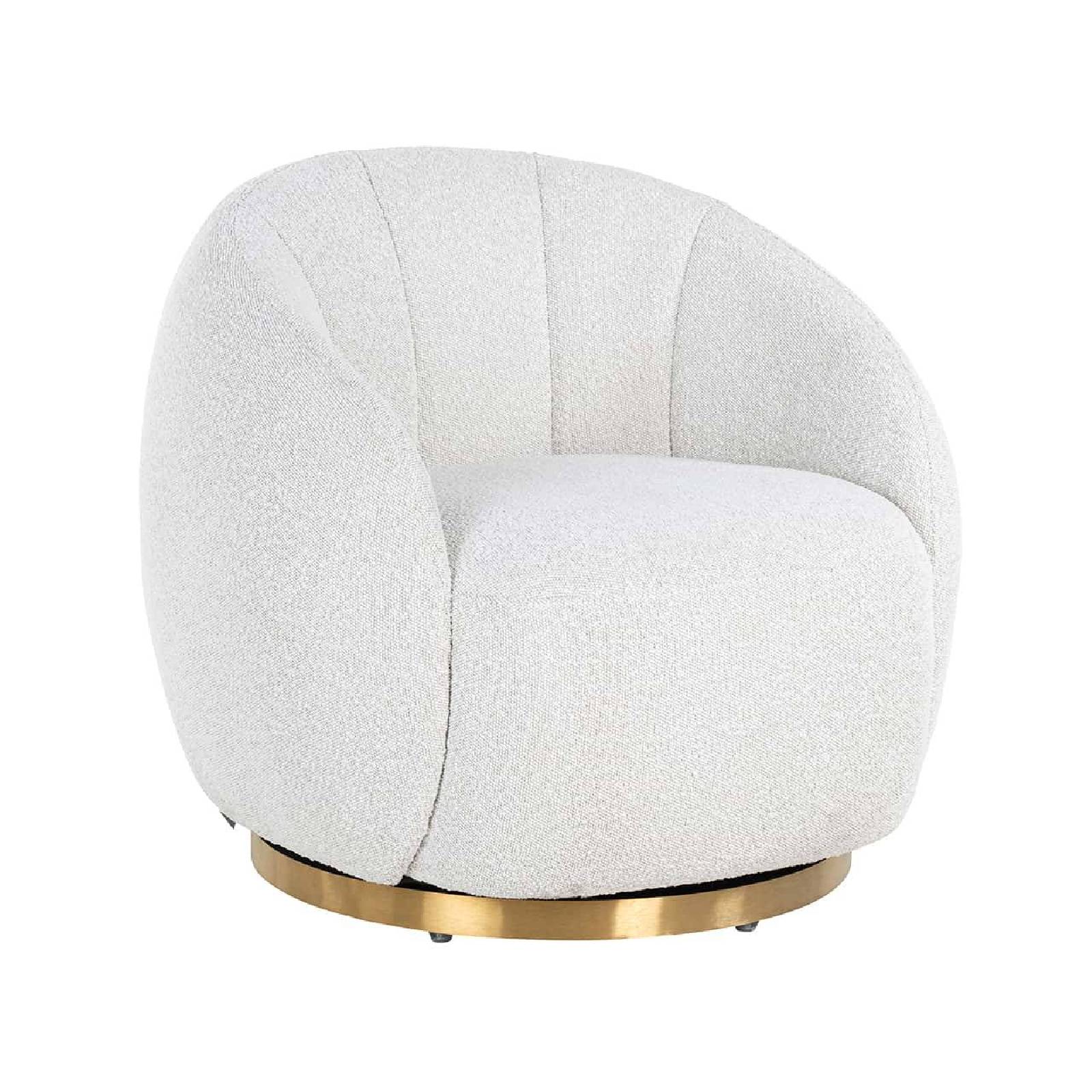 Fauteuil Jago blanc Bouclé / brossé or (Copenhagen 900 Bouclé blanc)