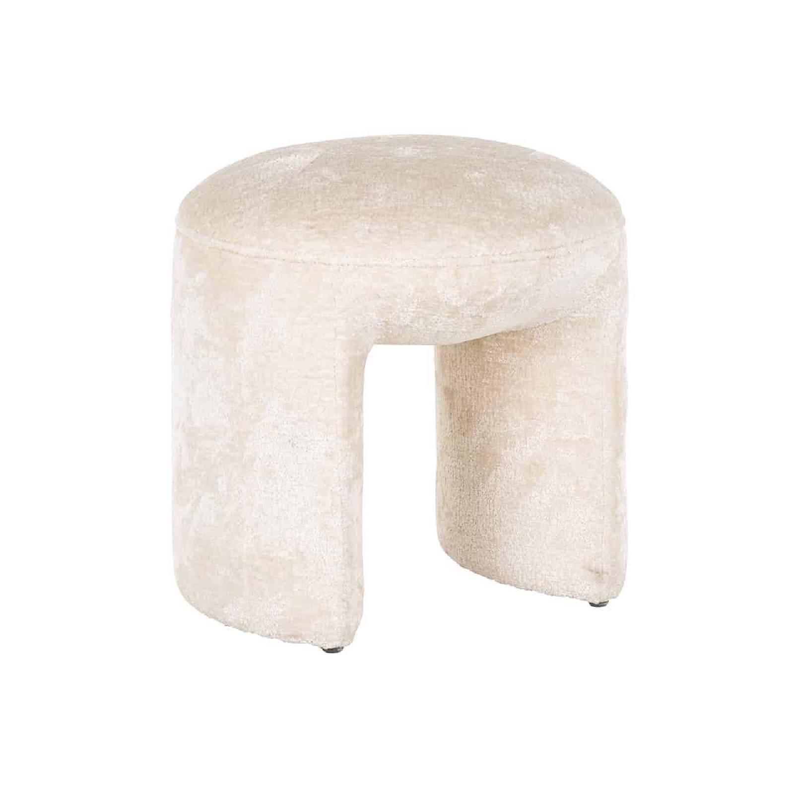 Pouf Fargo  blanc chenille (Bergen 900 blanc chenille)