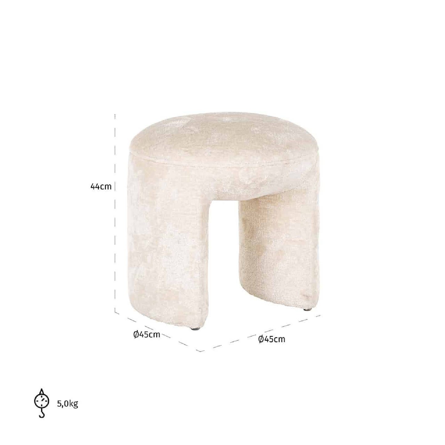 Pouf Fargo  blanc chenille (Bergen 900 blanc chenille)