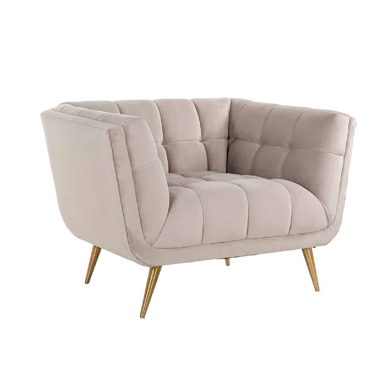 Fauteuil Huxley Khaki velours / brossé or (Quartz Khaki 903)