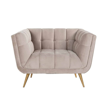 Fauteuil Huxley Khaki velours / brossé or (Quartz Khaki 903)