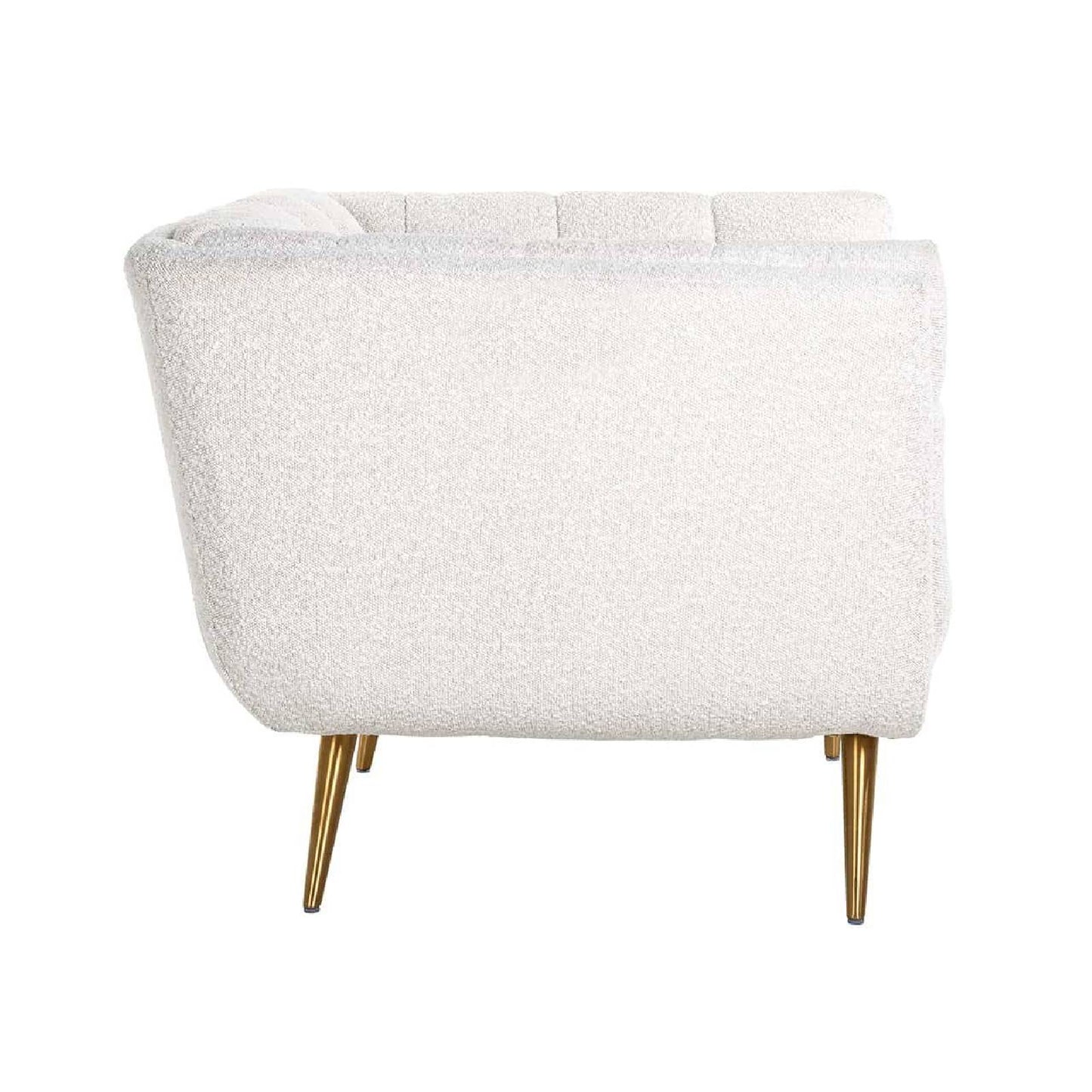 Fauteuil Huxley blanc Bouclé / brossé or (Copenhagen 900 Bouclé blanc)