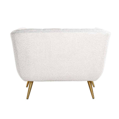 Fauteuil Huxley blanc Bouclé / brossé or (Copenhagen 900 Bouclé blanc)