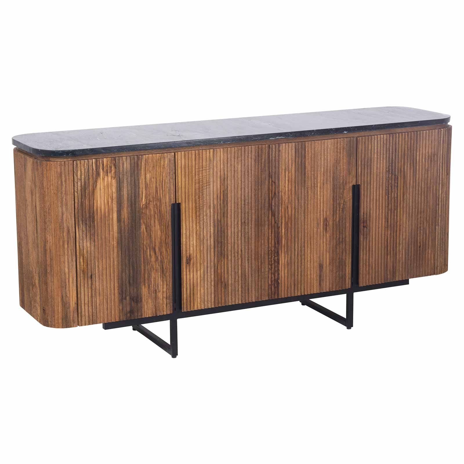 Buffet bois 4P plateau marbre noir | Manguier Kfir