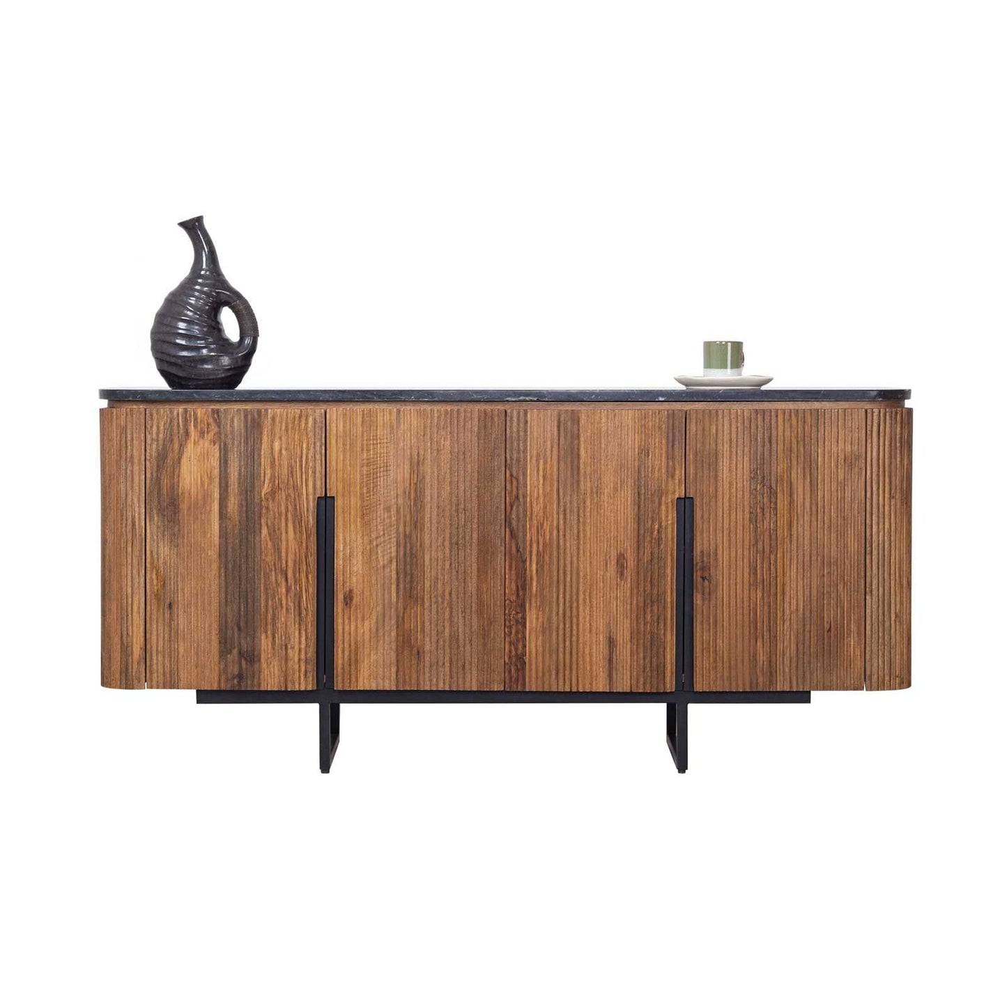 Buffet bois 4P plateau marbre noir | Manguier Kfir