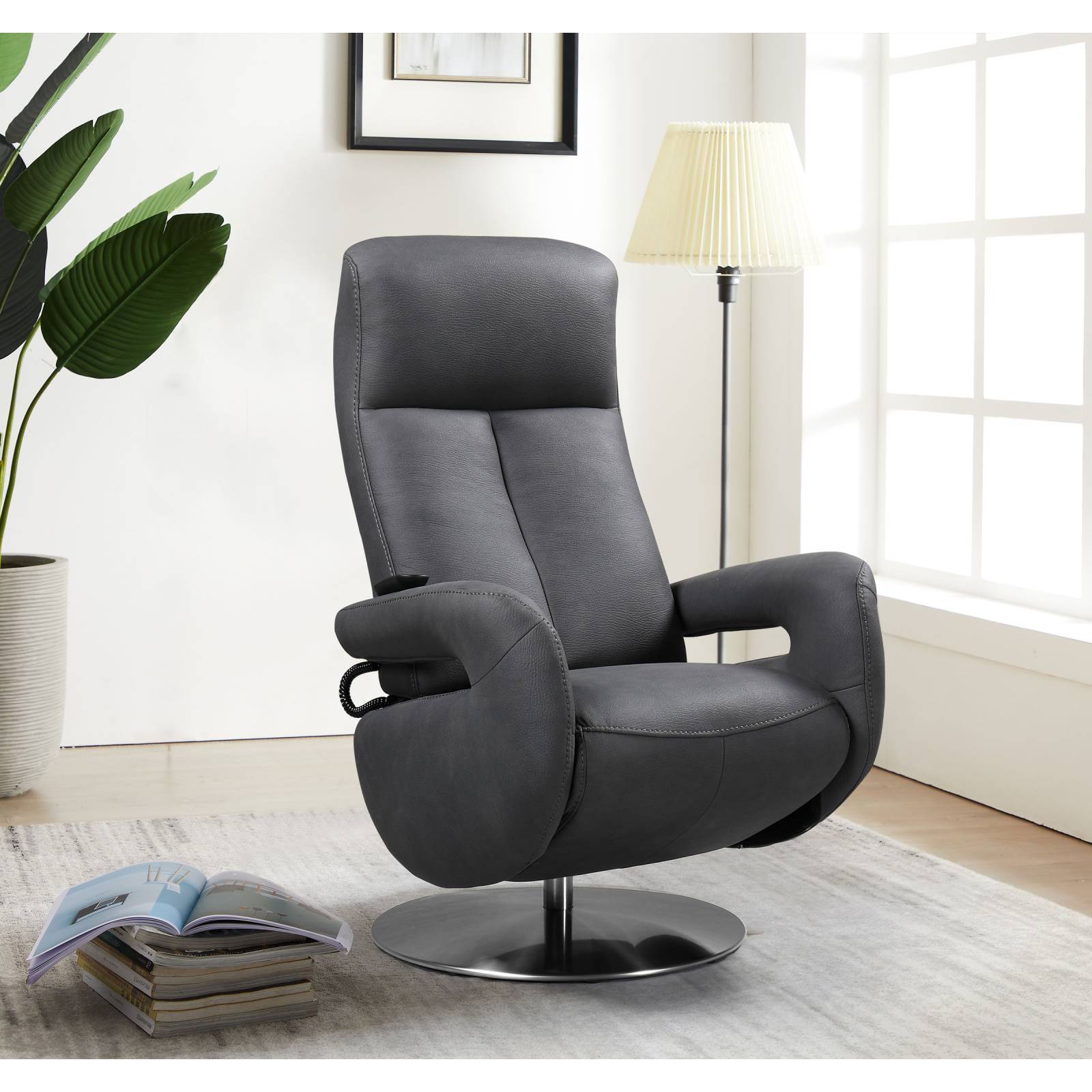 Fauteuil relax électrique new nobuck Grecia Gris foncé