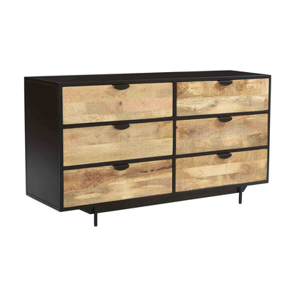 Commode en bois avec six tiroirs et cadre noir | Offre M&M