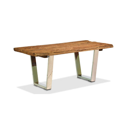 Table basse en bois recyclé avec base en acier inoxydable | Offre M&M