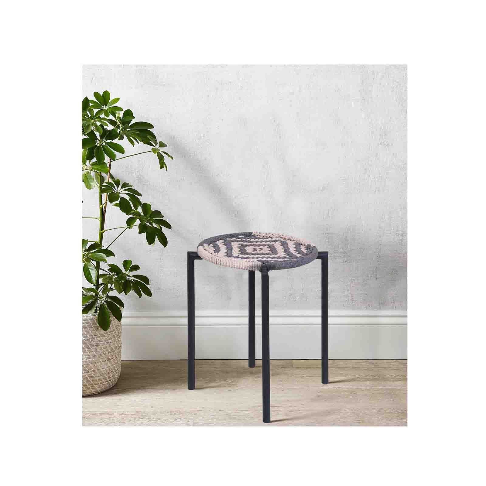 Tabouret métallique en jute | Offre M&M