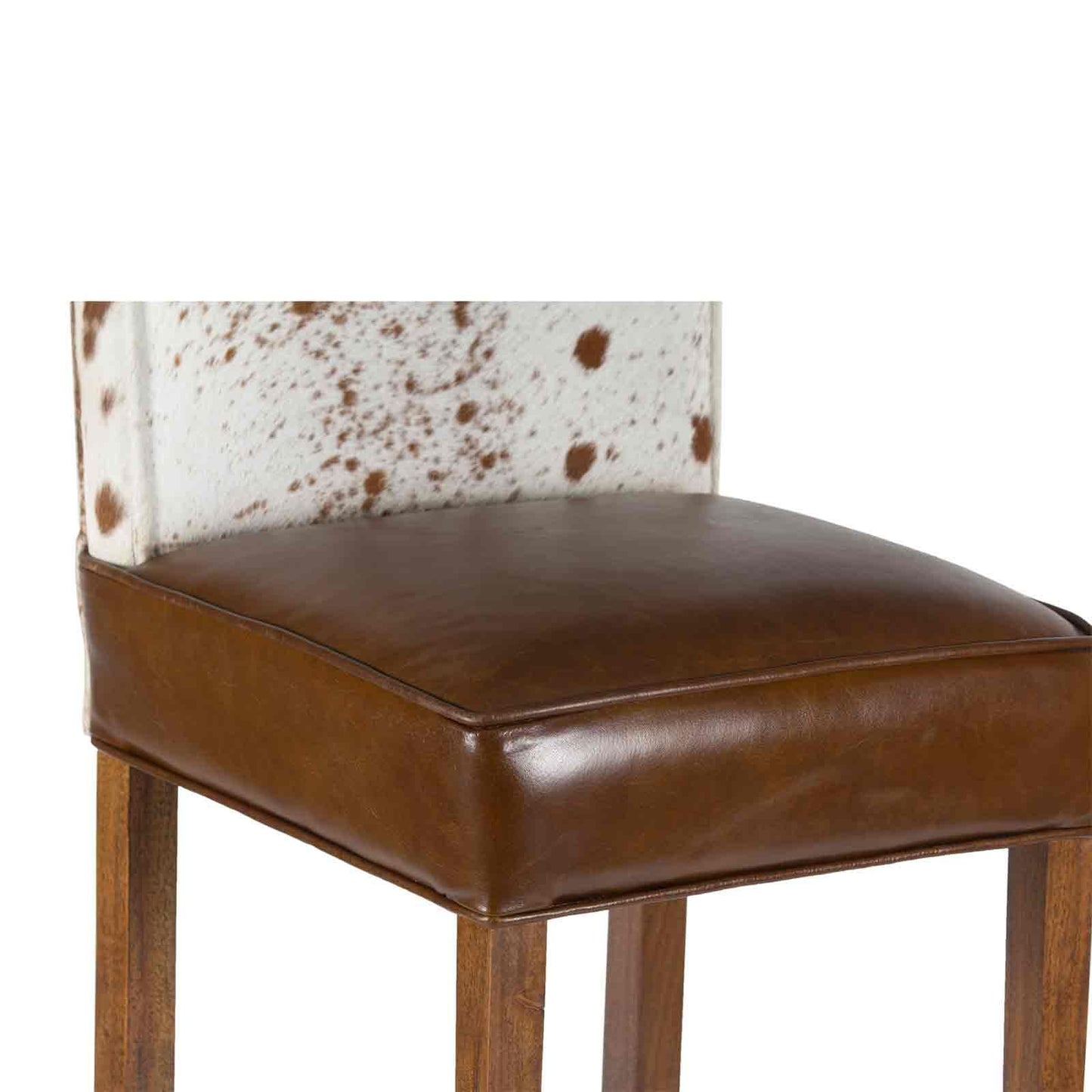 Chaise de bar en acacia et peau de vache | Acacia Savage