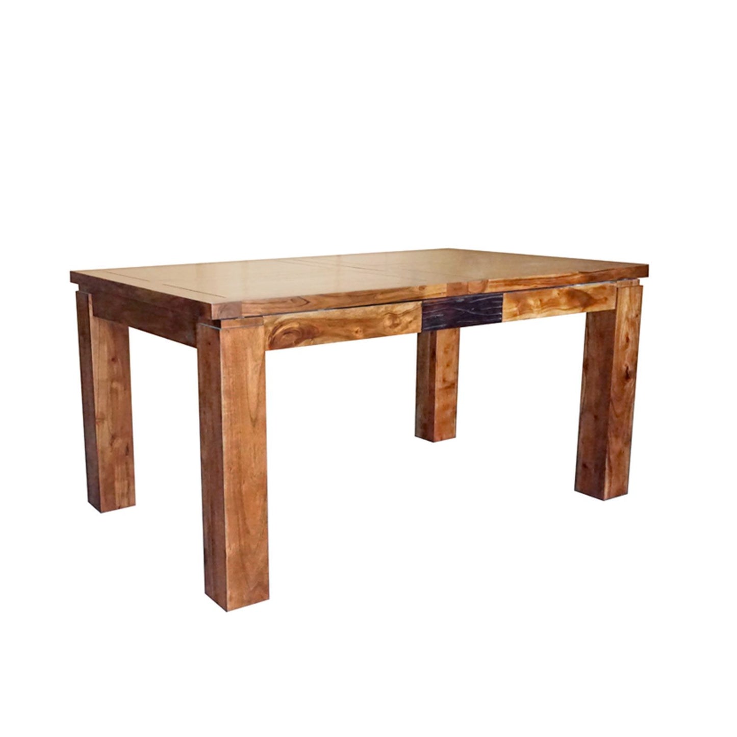 Table à manger en bois sculpté bicolore 160/240 | Acacia Maya