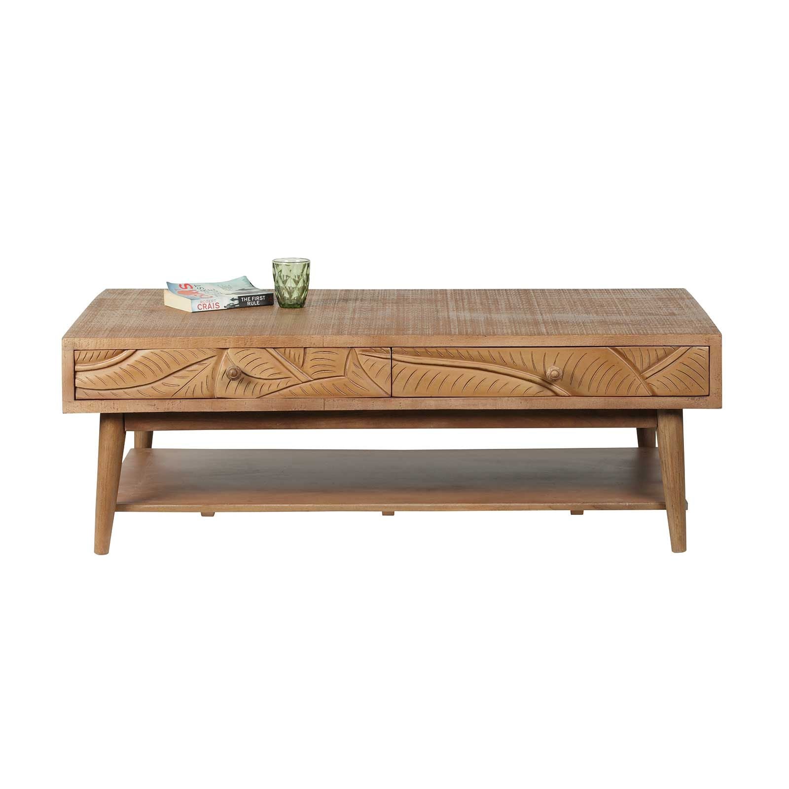 Table basse rectangle 2 tiroirs | Manguier Floria