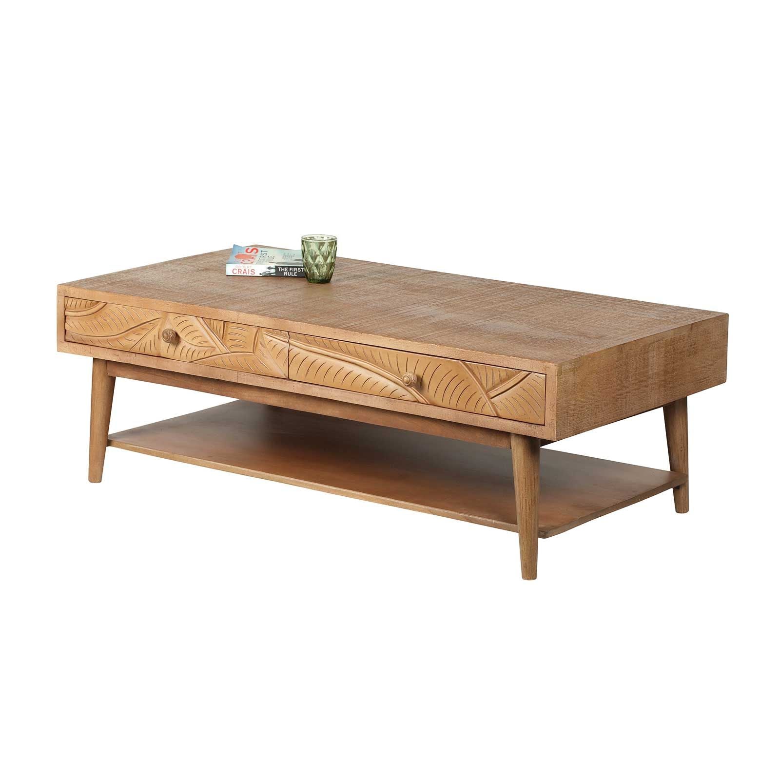 Table basse rectangle 2 tiroirs | Manguier Floria