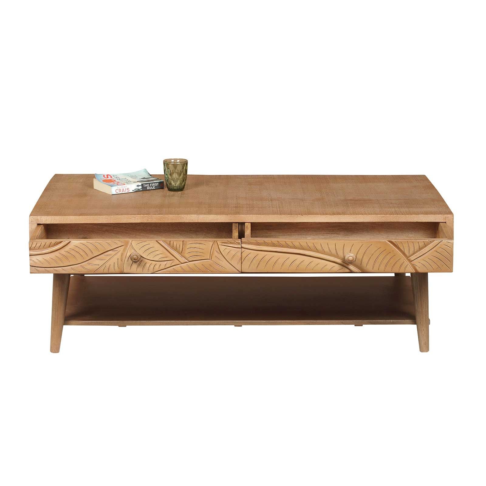 Table basse rectangle 2 tiroirs | Manguier Floria