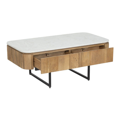 Table basse plateau marbre blanc | Manguier Kfir II