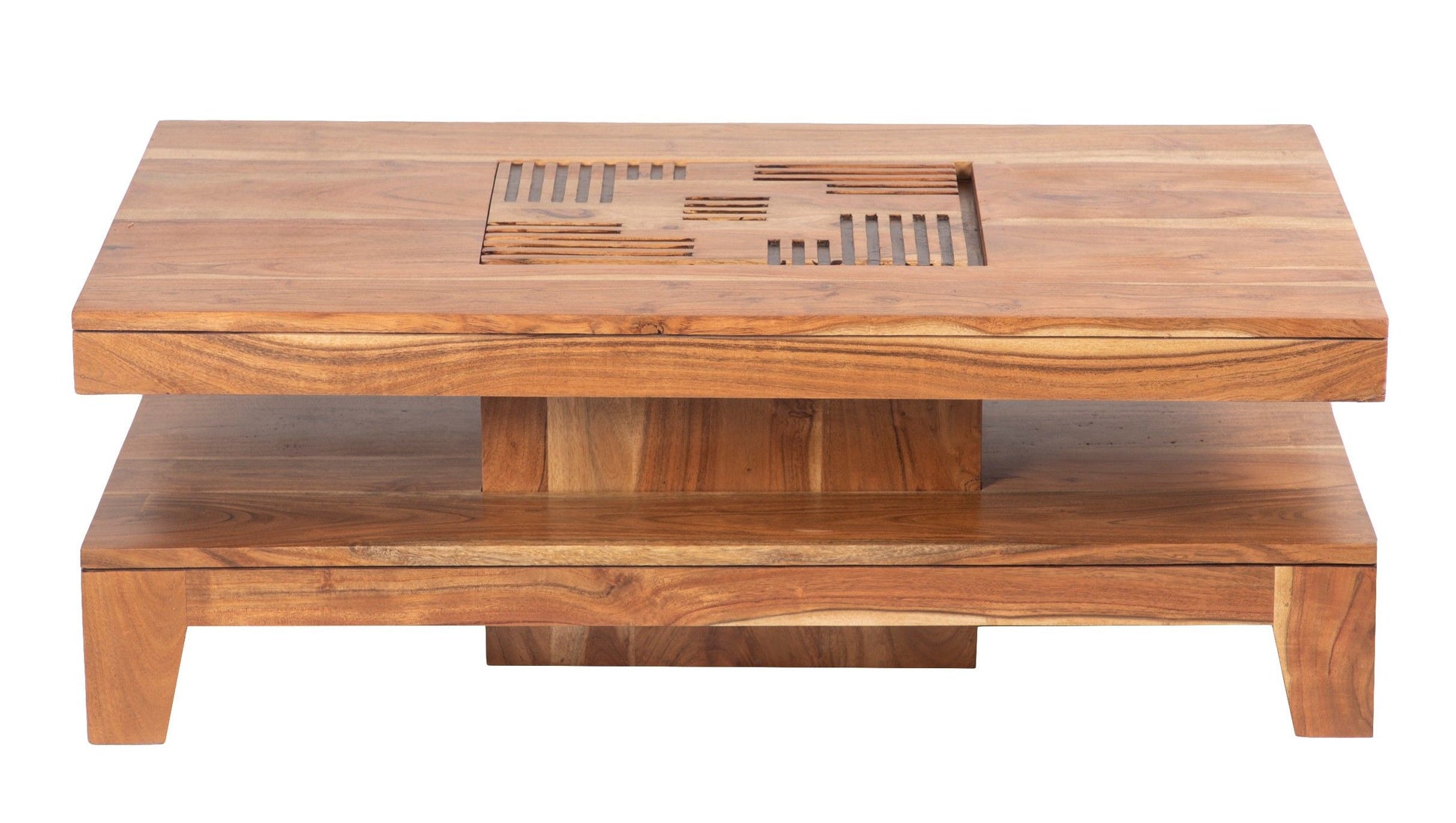 Table basse carrée Kavish haut de gamme en bois d'acacia massif