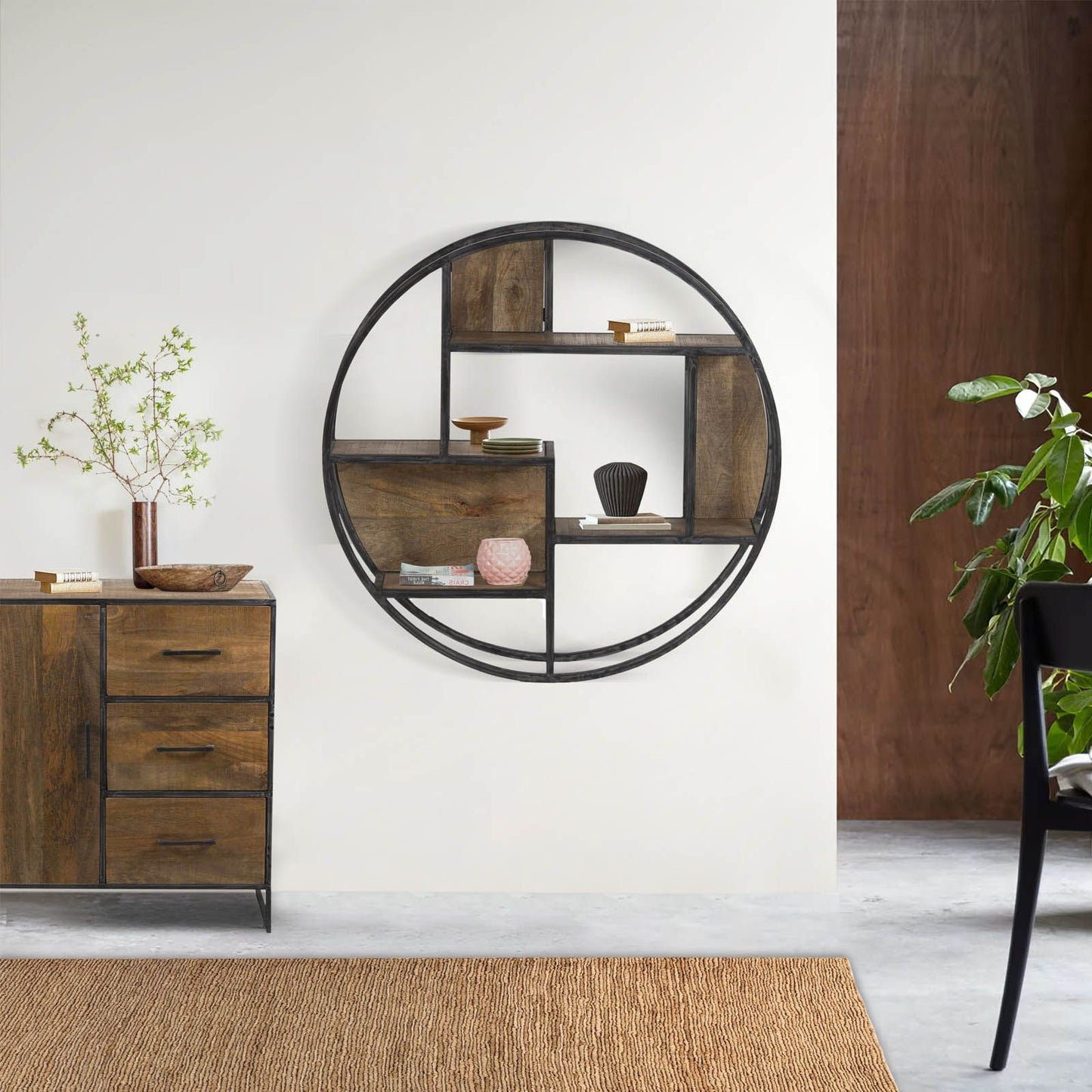 Etagère ronde en bois et métal | Mango Stockholm