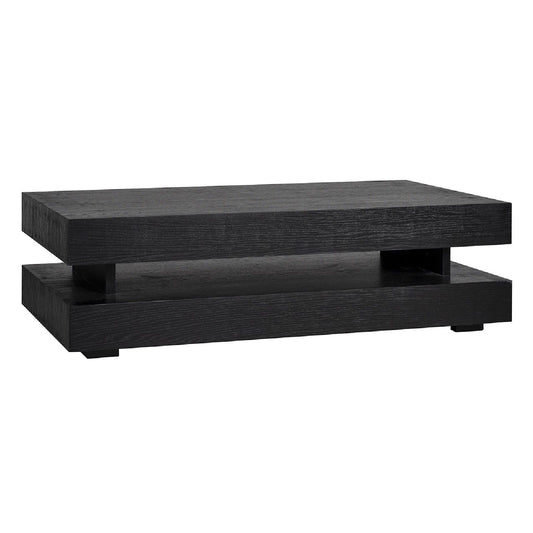 Table basse rectangulaire noir Blok H "Chêne Oakura"