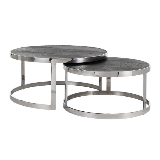 Table de salon Blackbone silver set de 2 rond