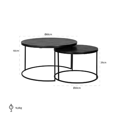 Table de salon Bolder set de 2 aluminium noir