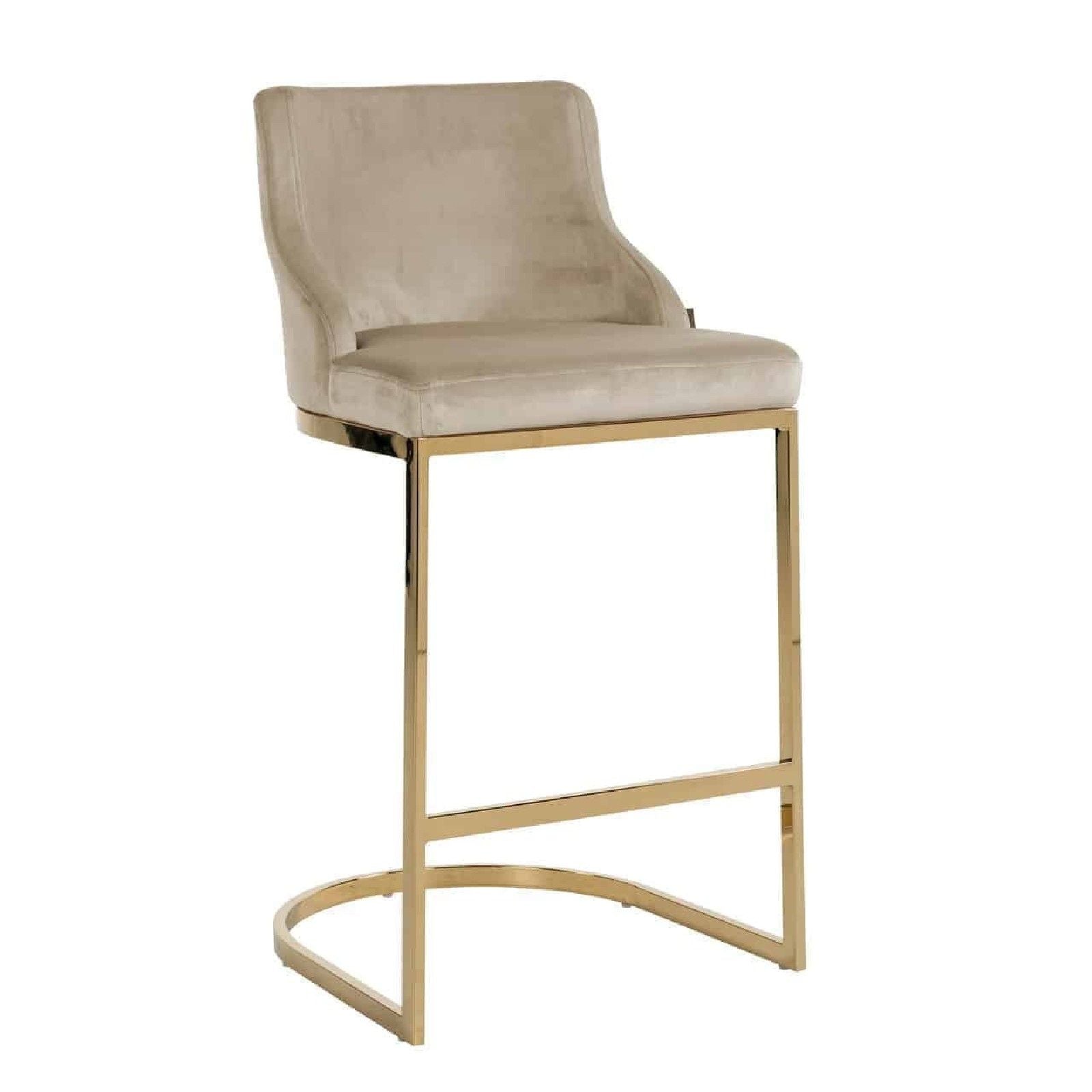 Tabouret Bolton Khaki velvet / gold Fire Retardant