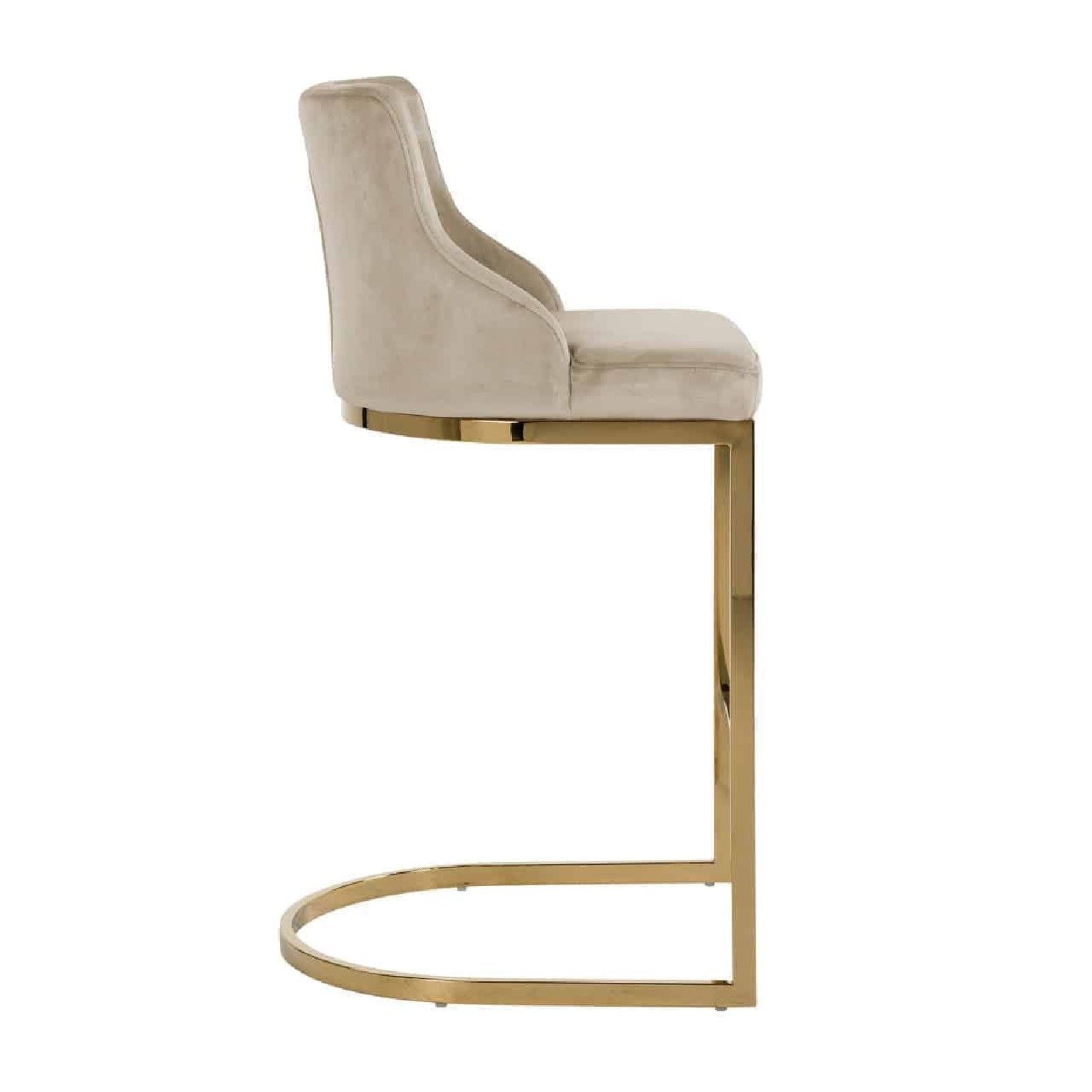 Tabouret Bolton Khaki velvet / gold Fire Retardant