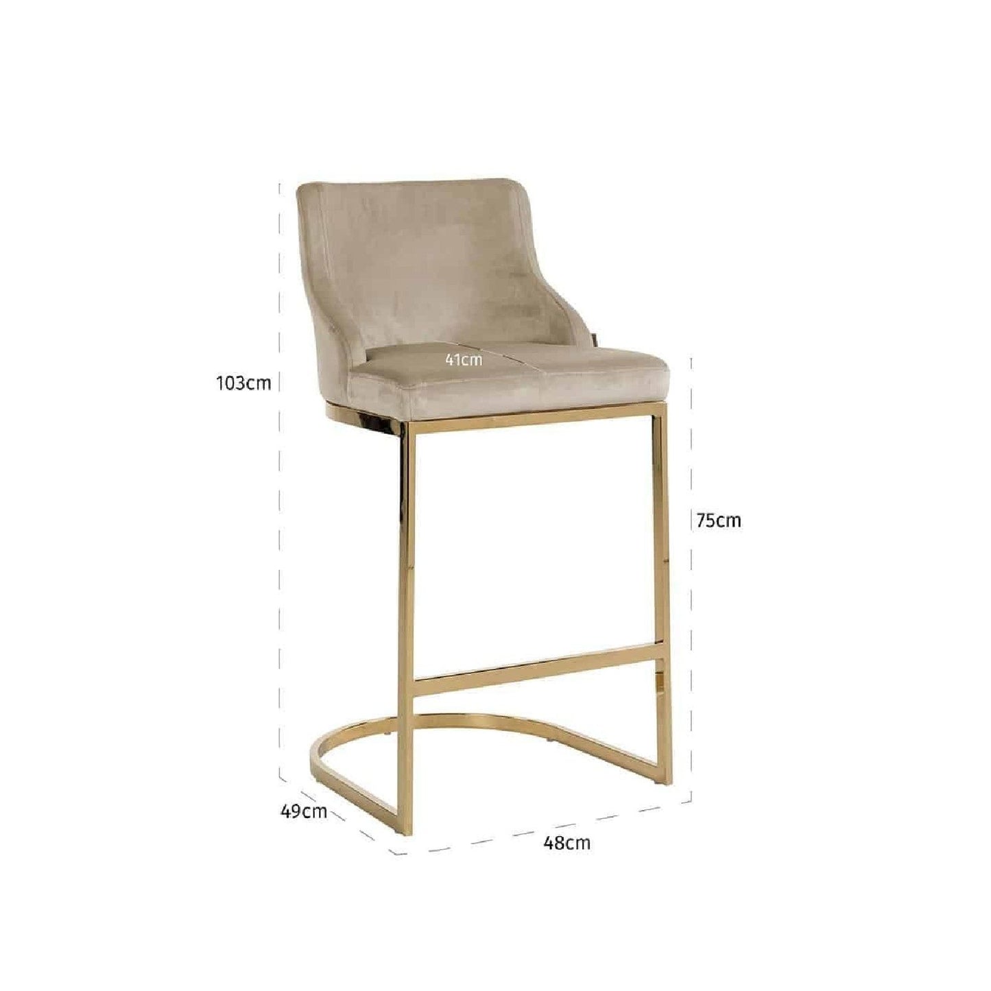 Tabouret Bolton Khaki velvet / gold Fire Retardant