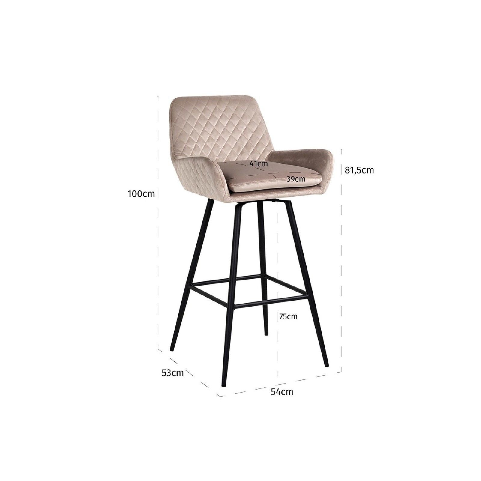 Tabouret Linsey pivotant Khaki Velvet