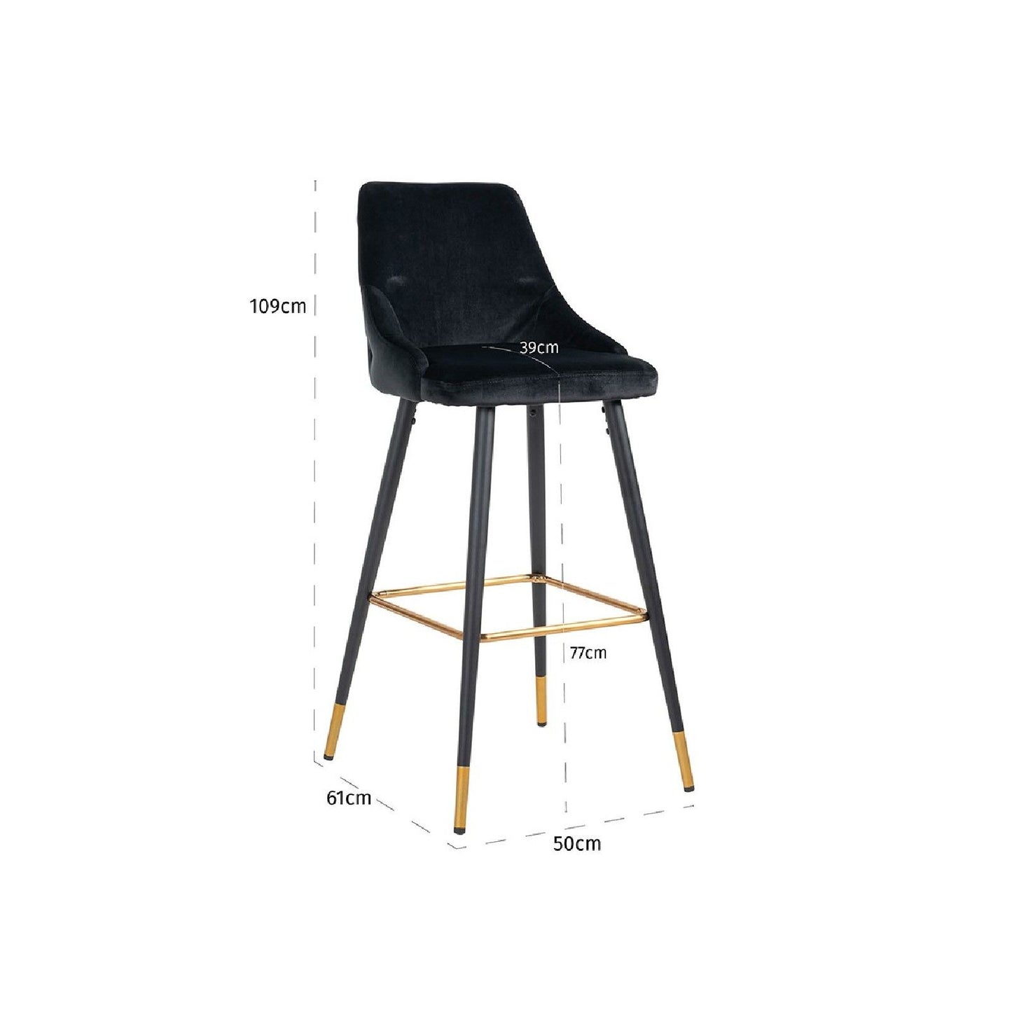 Tabouret Imani Black Velvet