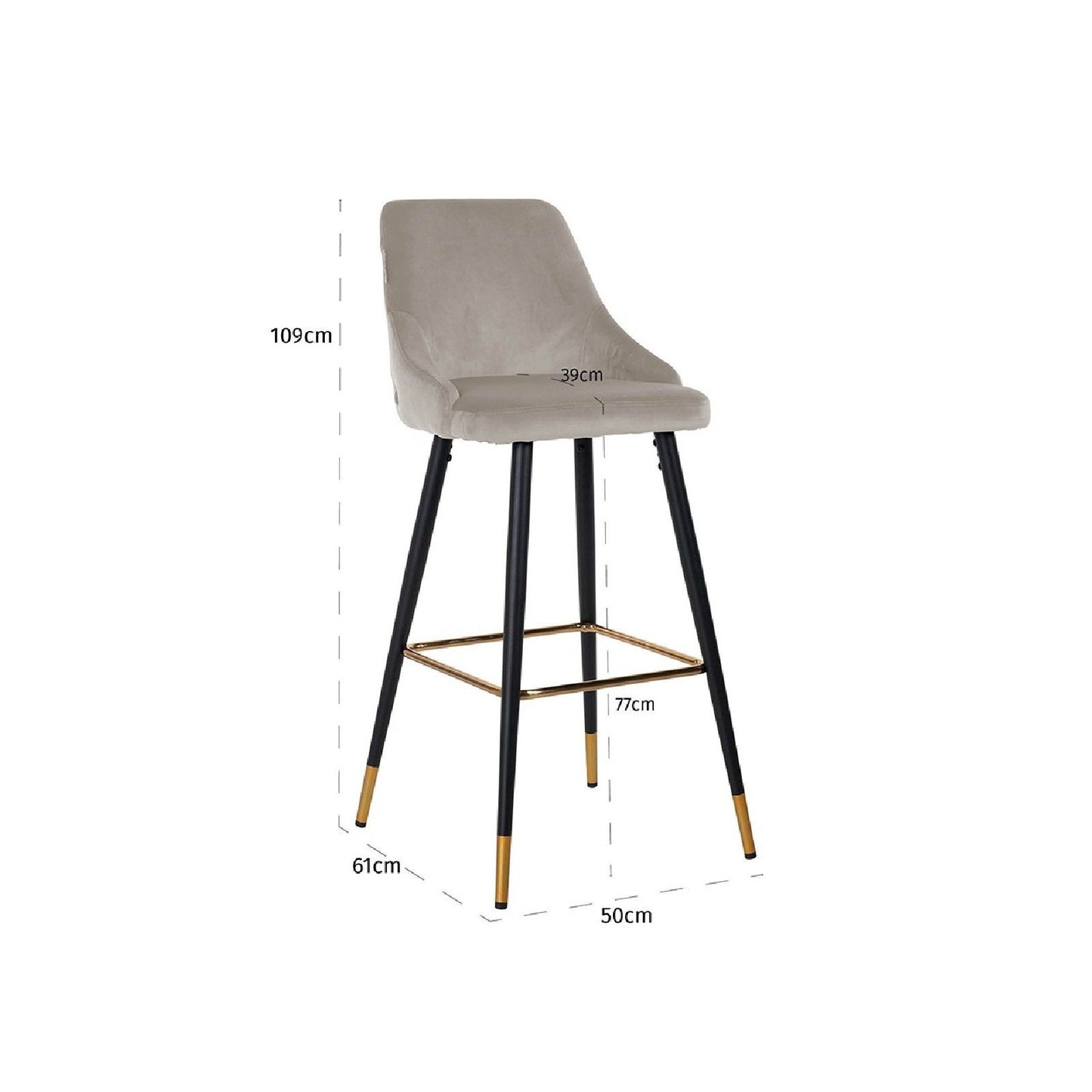 Tabouret Imani Khaki Velvet