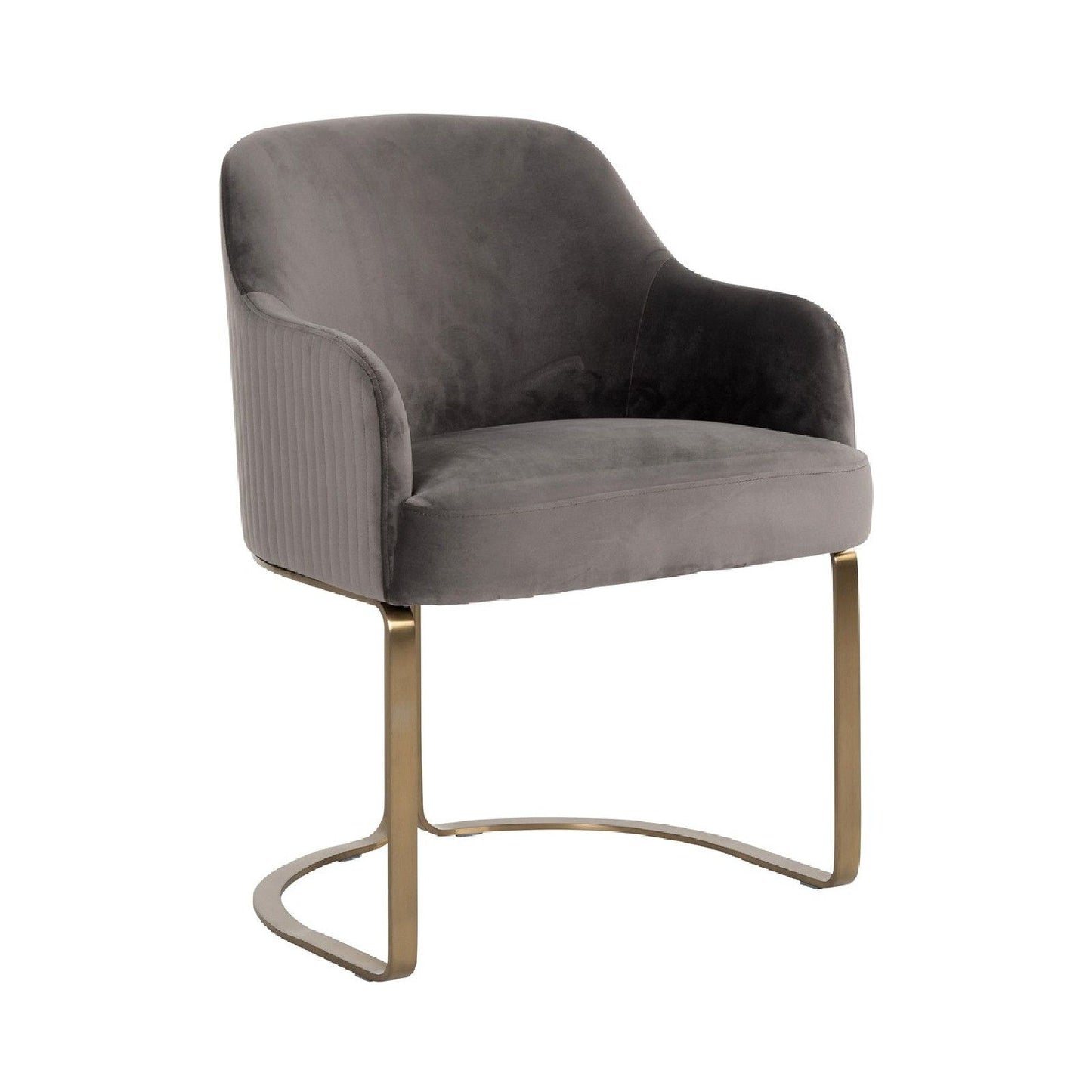 Chaise Hadley Stone velvet / Brushed gold