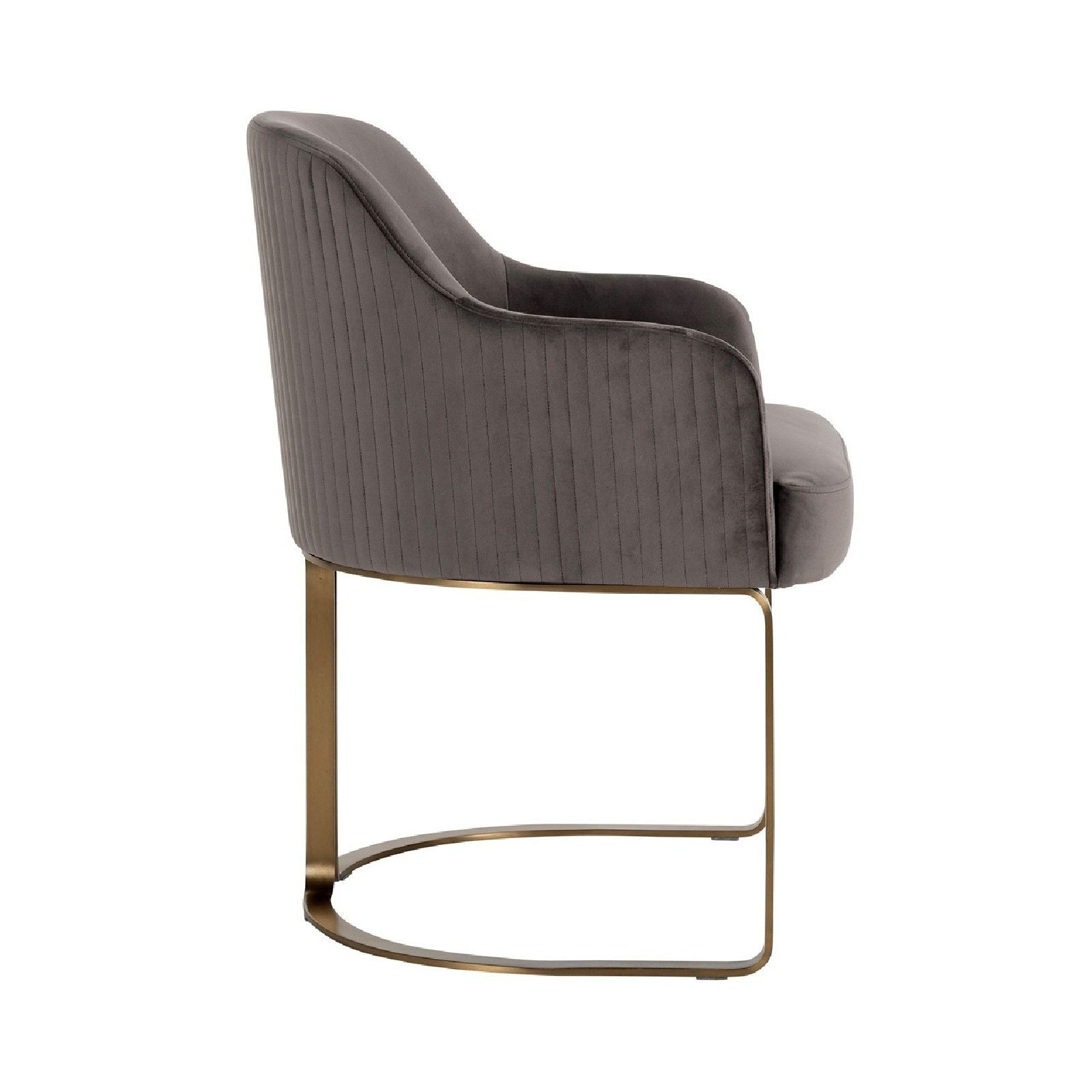 Chaise Hadley Stone velvet / Brushed gold