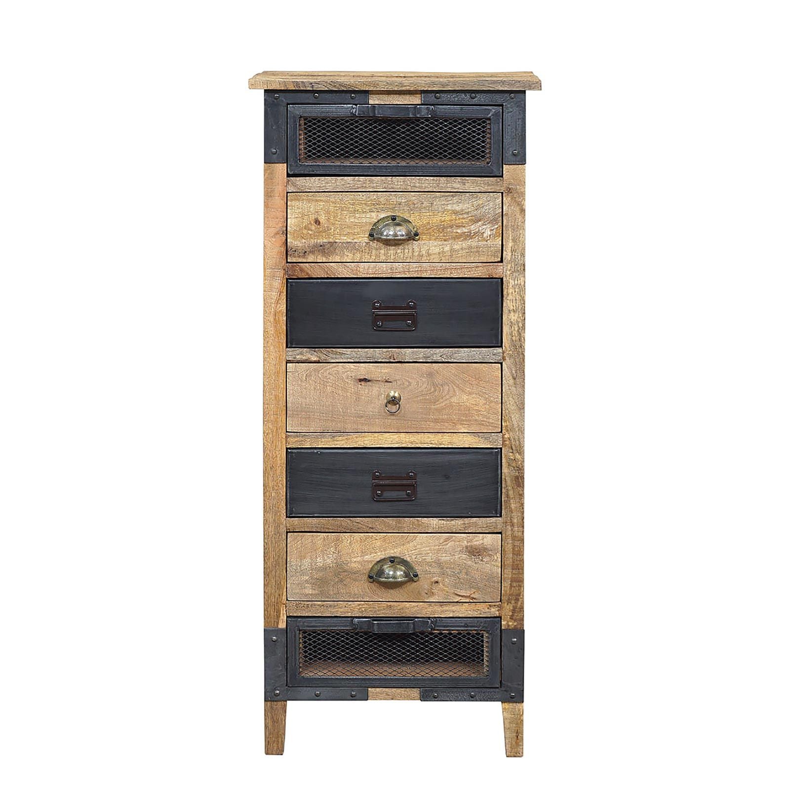 Chiffonnier en bois brut fer industriel