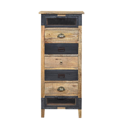 Chiffonnier en bois brut fer industriel