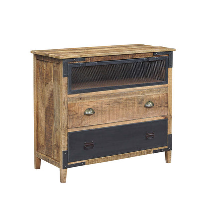 Chest of 3 drawers in raw wood and metal | Manguier Farm