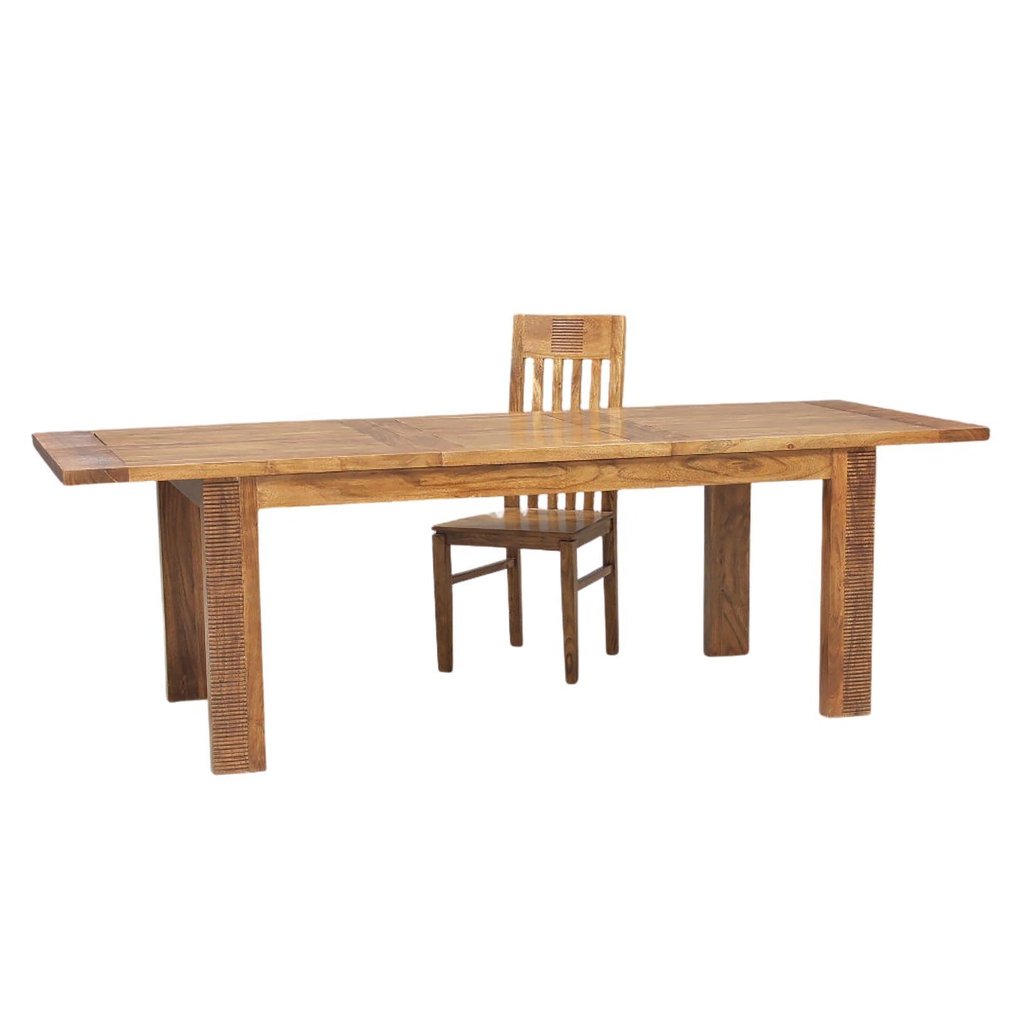 Table à manger rectangulaire rallonge bois strié 180 | Acacia Verone