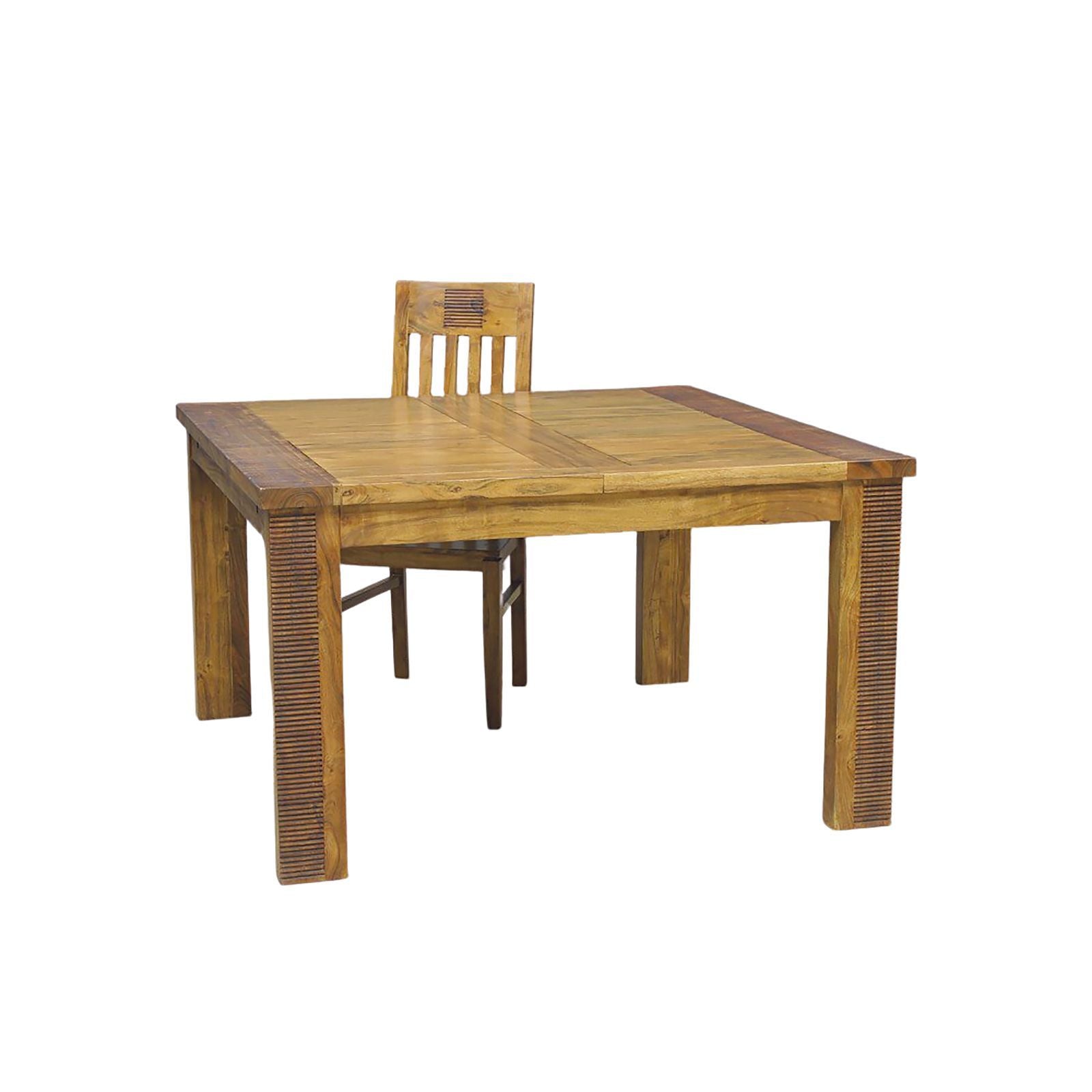 Table de repas carrée allonge bois strié | Acacia Verone