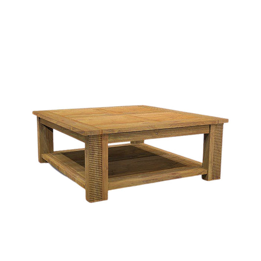 Table basse carrée double plateau bois strié | Acacia Verone