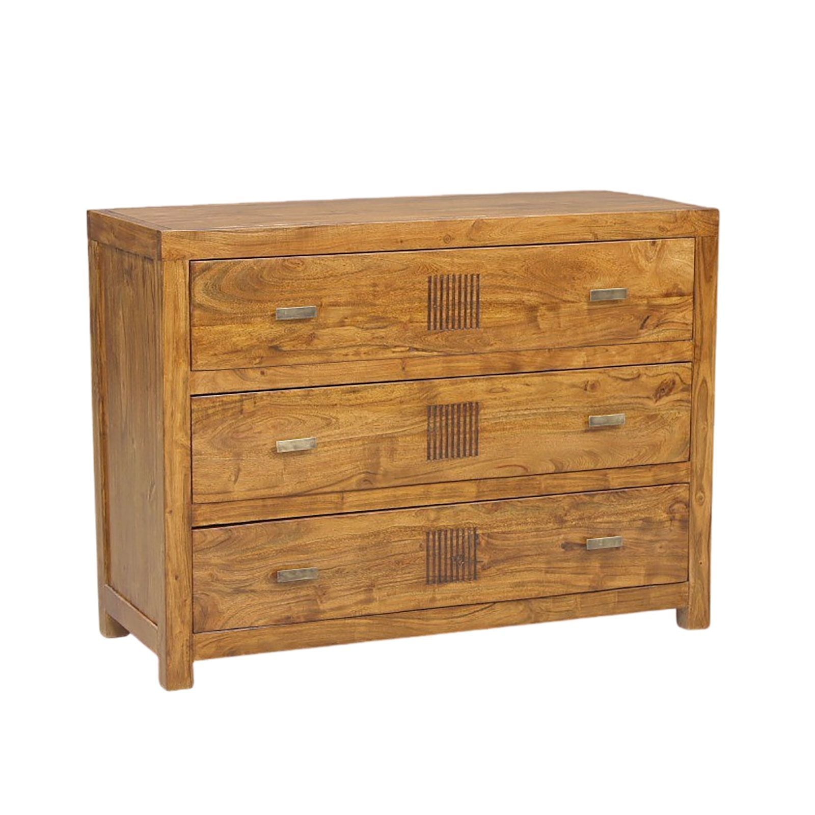 Commode bois massif strié | Acacia Ramani